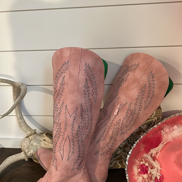 Pink Western-Style Women's Boots - Picture 3 of 16